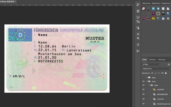 Germany driver license Psd Template