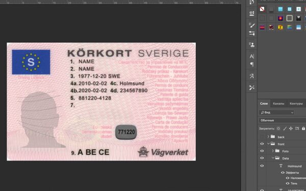 Sweden driver license Psd Template