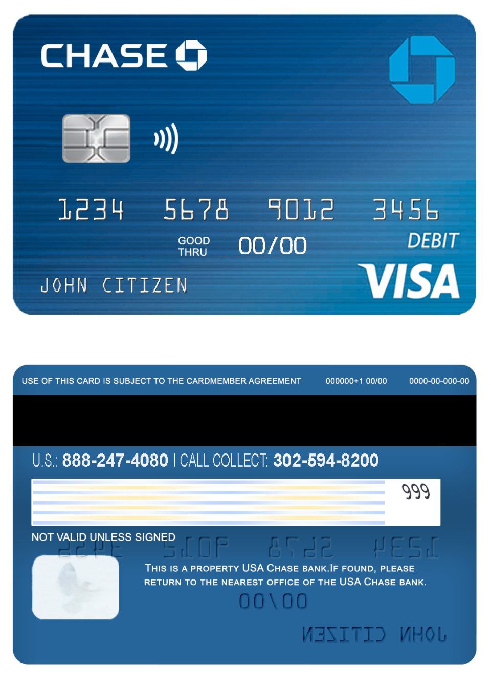 Editable USA Chase bank Visa Debit Card Templates in PSD Format (version 2)